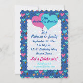 Geburtstags-Party-Herz-jugendlich Einladung (Rückseite)