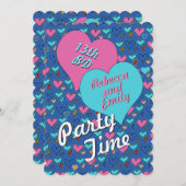 Geburtstags-Party-Herz-jugendlich Einladung (Vorne/Hinten)