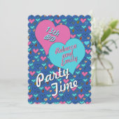 Geburtstags-Party-Herz-jugendlich Einladung (Stehend Vorderseite)