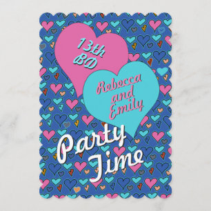 Geburtstags-Party-Herz-jugendlich Einladung