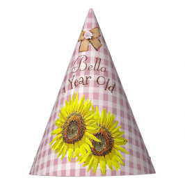 Geburtstags-Party-Hut-Rosa-Gelb-Sonnenblume Themed Partyhütchen