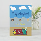 Geburtstags-Party ließ uns schwimmen Einladung (Stehend Vorderseite)