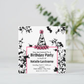 Geburtstags-Party - schwarzer Einladung (Stehend Vorderseite)