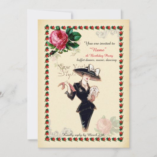 Geburtstags-Partyfrau irgendein Alter, Gatsby, Einladung (Vorderseite)