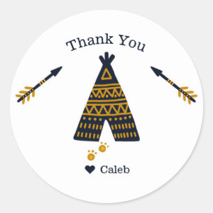 Geburtstags-Partygeschenk Blue Gold Tepee Runder Aufkleber