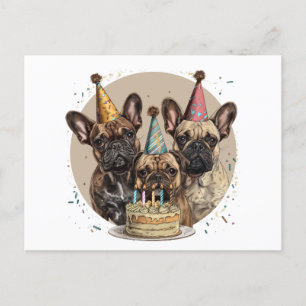 Geburtstags-Partyhüte für Französische Bulldoggen Postkarte