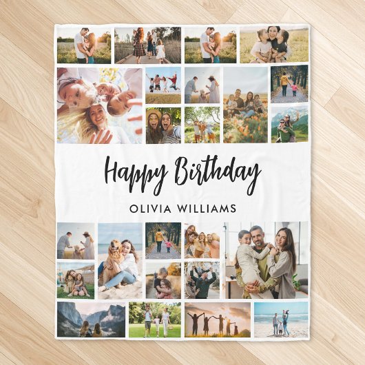 Geburtstags-Personalisierte 24-Foto-Collage Fleecedecke