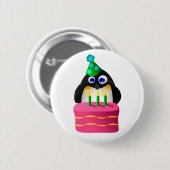 Geburtstags-Pinguin mit Kuchen Button (Vorne & Hinten)