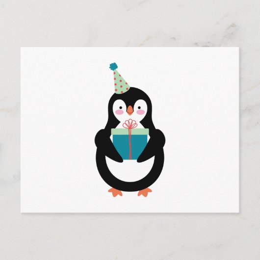 Geburtstags-Pinguin Postkarte (Vorderseite)