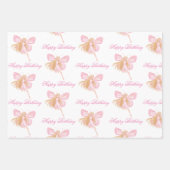 Geburtstags-Pink-Feenmädchen niedlich Geschenkpapier Set (Vorderseite)