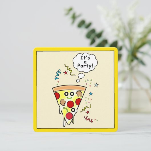 Geburtstags-Pizza-Party Einladung (Stehend Vorderseite)