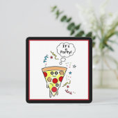 Geburtstags-Pizza-Party Einladung (Stehend Vorderseite)
