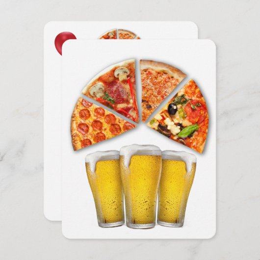 Geburtstags Pizza Party Einladung (Vorne/Hinten)