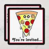 Geburtstags-Pizza-Party Einladung (Vorne/Hinten)
