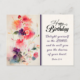Geburtstags Psalm 37:4 Habe deine Freude am HERRN  Postkarte