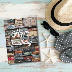 Geburtstags-Reise-Vintage-Koffer Farbige Stylische Karte
