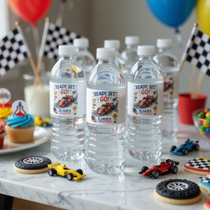 Geburtstags-Rennwagen Personalisiert Wasserflaschenetikett