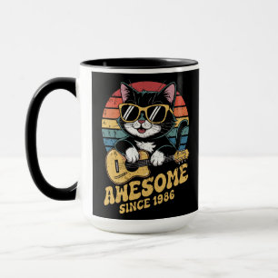 Geburtstags-Retro-Katzenliebhaber-Ukulele 40. zum Tasse