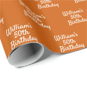 Geburtstags-Retroorange Geschenkpapier (Rolleneckpunkt)