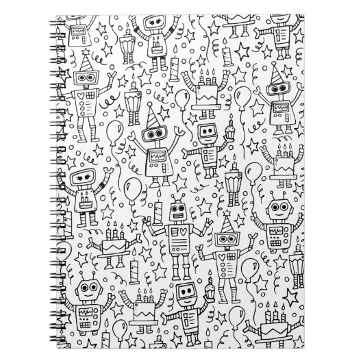 Geburtstags-Roboter Notizblock (Vorderseite)