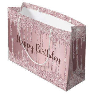 Geburtstags-Rosa Glitter-Tropfen glamourös Große Geschenktüte