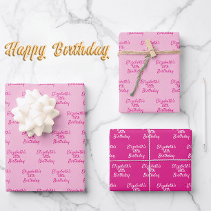 Geburtstags-Rosa-Mädchen Geschenkpapier Set