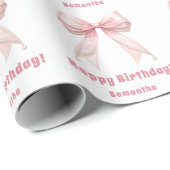 Geburtstags-Rosabogen weißes Mädchen Geschenkpapier (Rolleneckpunkt)