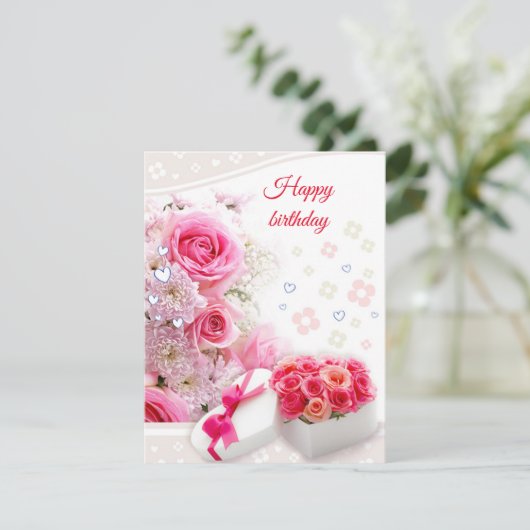Geburtstags-Rose Feiertagskarte (Stehend Vorderseite)