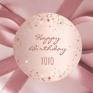 Geburtstags Rose Goldstaub Glitzer Umarmungen Küss Runder Aufkleber