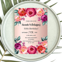 Geburtstags-Roségold-Schimmer Rosa Lila Blumenluxu