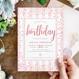 Geburtstags-Röte rosa Roségold Glitter Schrift chi Einladung