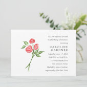 Geburtstags-Rote Rosen Einladung (Stehend Vorderseite)