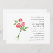 Geburtstags-Rote Rosen Einladung (Vorne/Hinten)