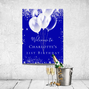 Geburtstags royale blau silber glänzende Ballons W Poster