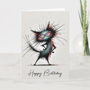 Geburtstags-Sassy-Katze mit roter Brille Karte