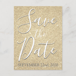Geburtstags-Save-the-Date mit goldenem Glitter Ankündigungspostkarte