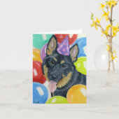 Geburtstags-Schäferhund Karte (Gelbe Blume)