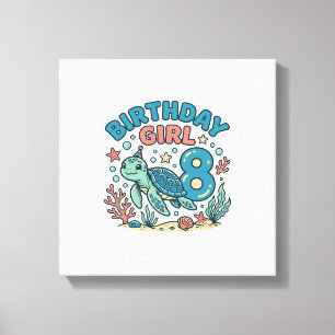 Geburtstags-Schildkröte 8. Geburtstags-Shirt-Desig Leinwanddruck