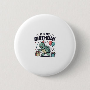 Geburtstags-Schildkröten-Party-Vektordesign_1 Button