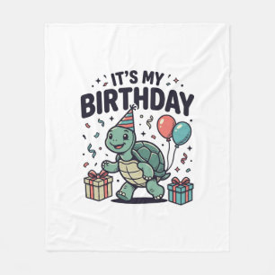 Geburtstags-Schildkröten-Party-Vektordesign_1 Fleecedecke