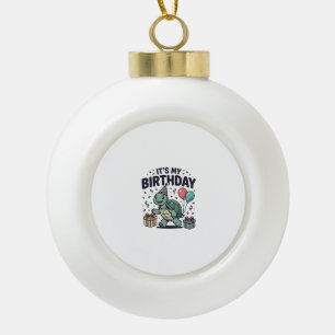 Geburtstags-Schildkröten-Party-Vektordesign_1 Keramik Kugel-Ornament