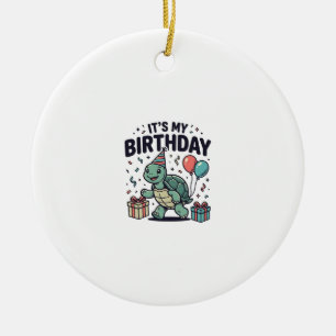 Geburtstags-Schildkröten-Party-Vektordesign_1 Keramik Ornament