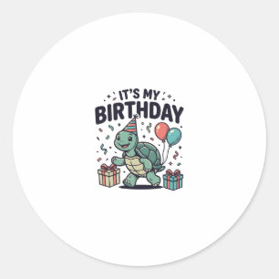 Geburtstags-Schildkröten-Party-Vektordesign_1 Runder Aufkleber
