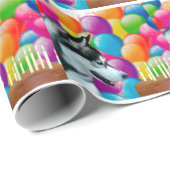 Geburtstags-Schlittenhund Geschenkpapier (Rolleneckpunkt)