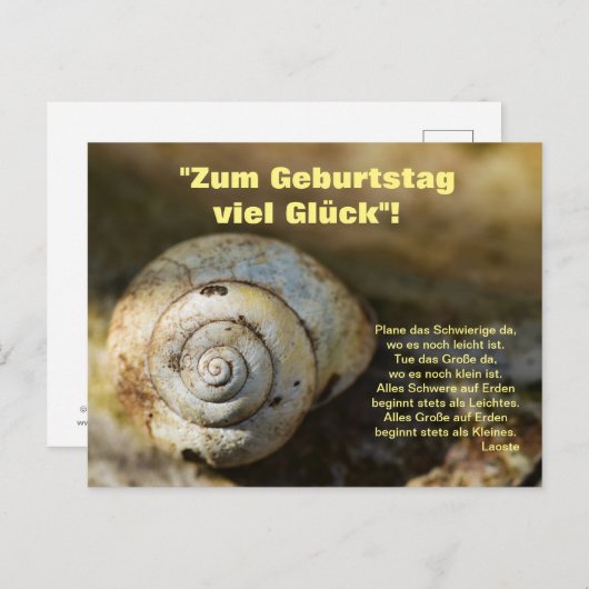 Geburtstags Schneckenpost Postkarte (Vorne/Hinten)