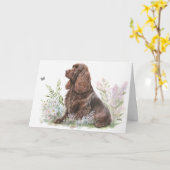Geburtstags-Schokoladen-Cocker-Spaniel Karte (Gelbe Blume)