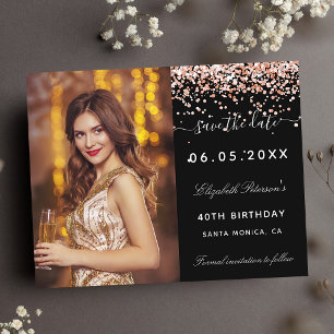 Geburtstags schwarze Rose Foto Save the Date