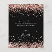 Geburtstags Schwarze Rose Gold Dank Karte (Rückseite)