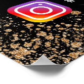 Geburtstags Schwarzer Glitzer Instagram willkommen Poster (Ecke)