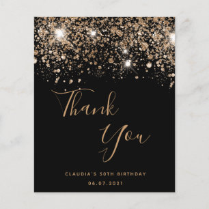 Geburtstags schwarzes Gold Glitter Budget danke Flyer